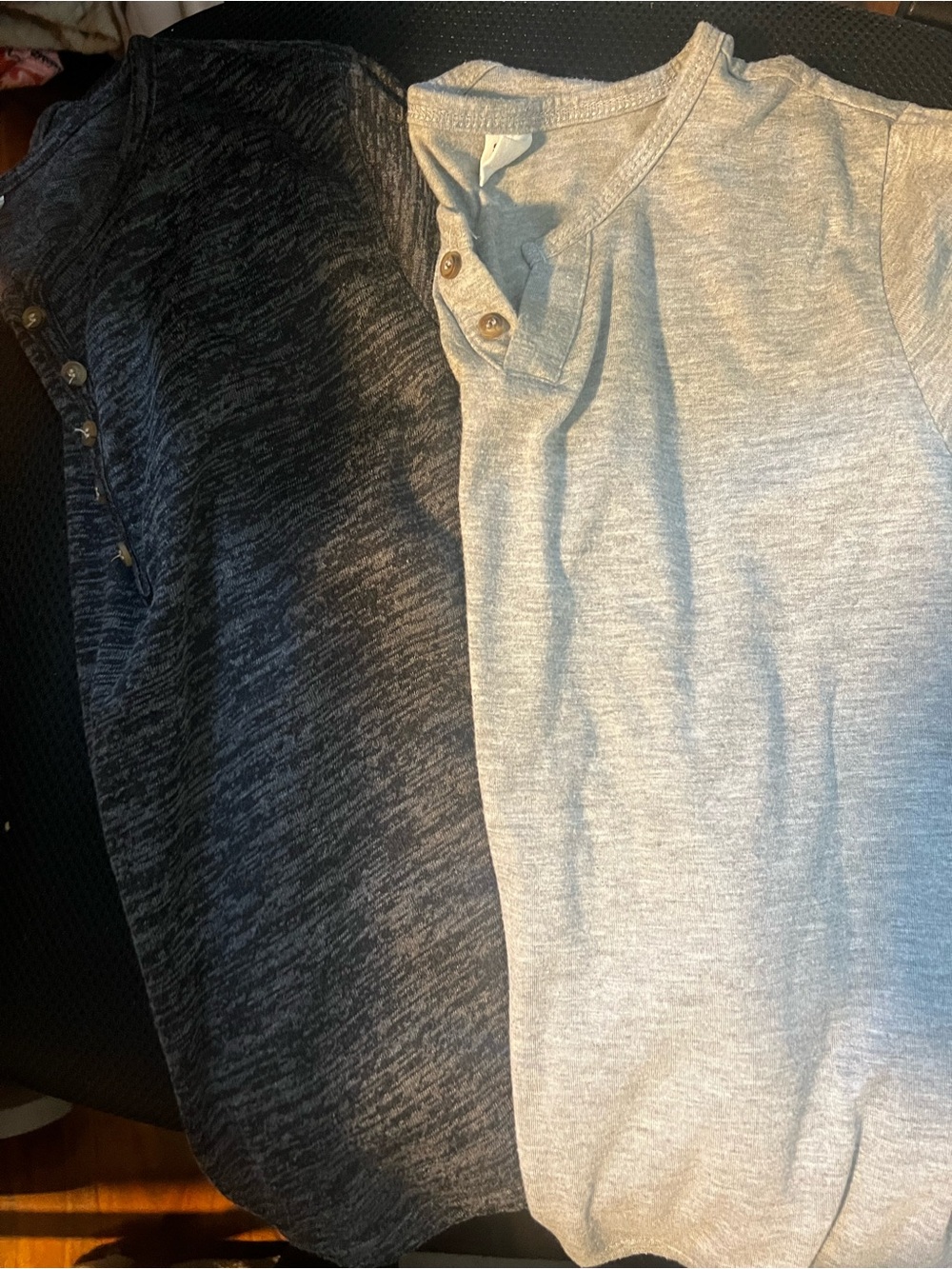 SHEIN Light Gray and Dark Charcoal Short-Sleeve Henley Duo